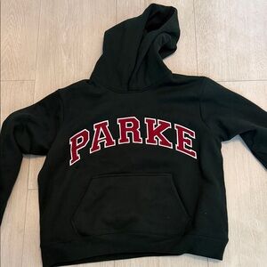 PARKE Green Hooded Sweatshirt with Maroon Lettering
